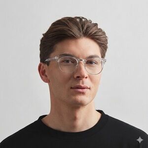 KITS Clear Acetate / Silver Metal Hybrid Nantucket Round Unisex Eyeglasses